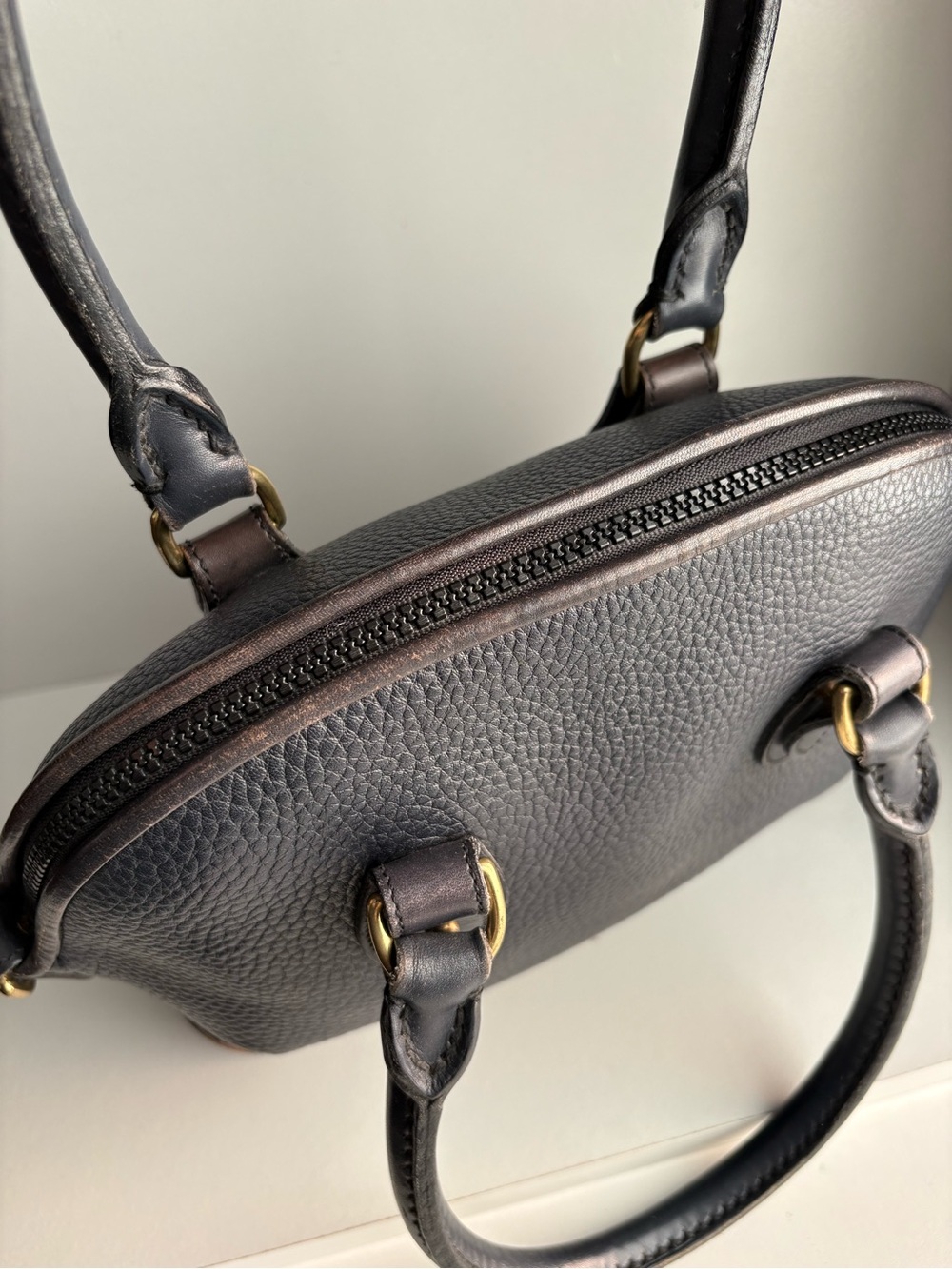 Dooney and Bourke awl Navy Blue Leather Norfolk Dome satchel bag - Picture 5 of 16